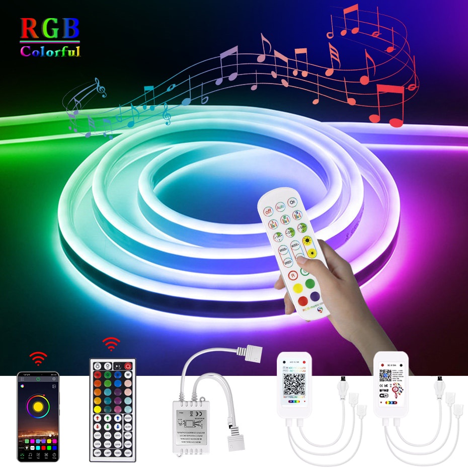 5Meter Smart LED Lights RGB Flexible Neon Strip 12V Dimmable Bluetooth