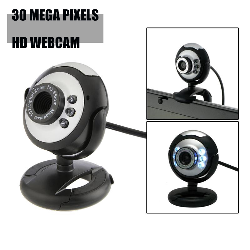 Digital 6 LED 30.0 Mega Pixels Webcam USB 2.0 Web Camera with Mic For