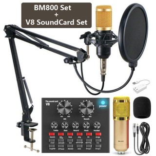 MDZZ 100% Original BM-800 Condenser Microphone Kit With V8 Multifunctional Live Sound Card v8 mic