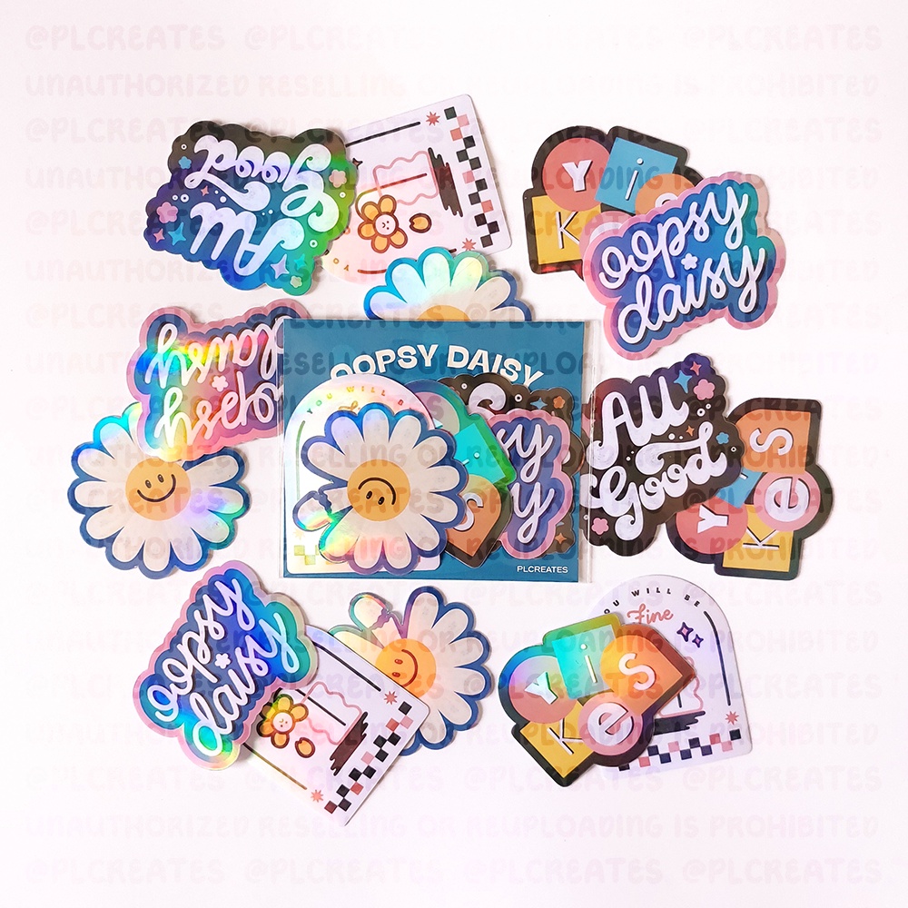 OOPSY DAISY Waterproof & UV Resistant Holographic Decal Sticker Set (5 ...