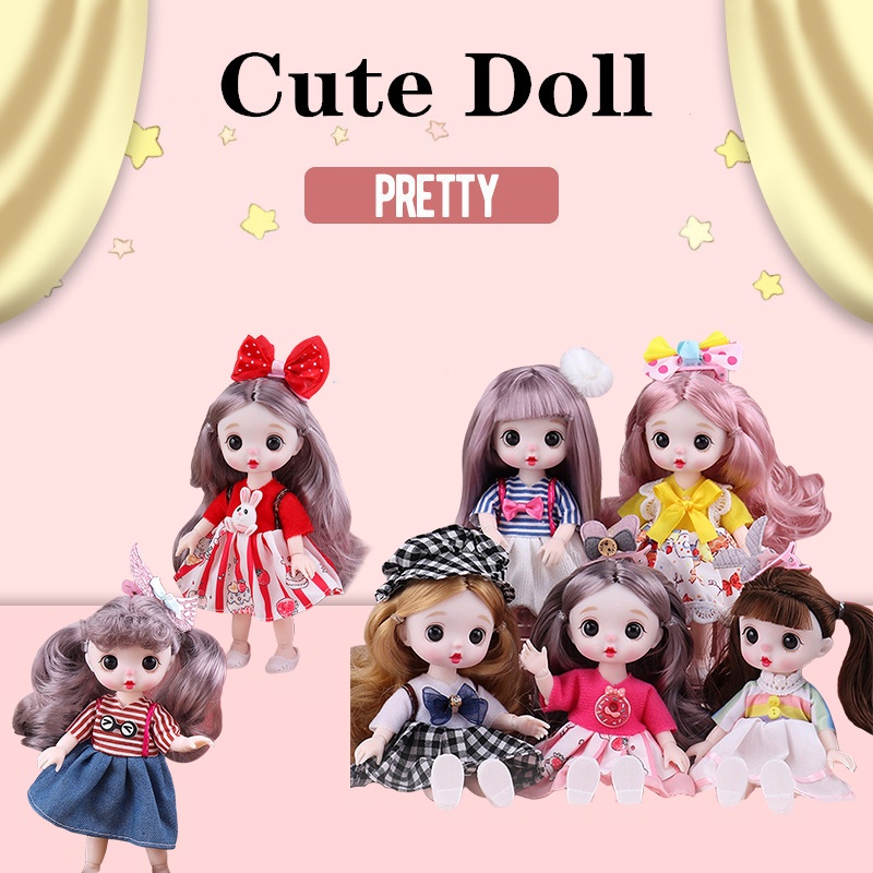 cxSZDOLL] New Mini 16cm 13 Movable Joint Girl Baby Doll With 3D Eyes  Beautiful DIY Toy DOM | Shopee Philippines