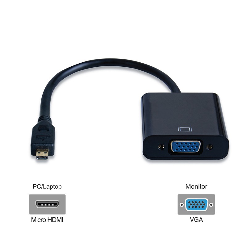 Micro HDMI to VGA Adapter Black | Shopee Philippines