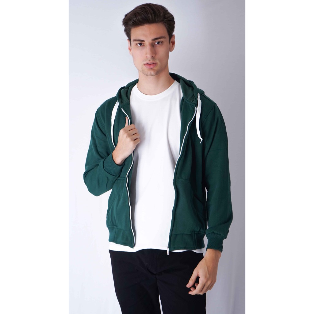 green zip up sweater