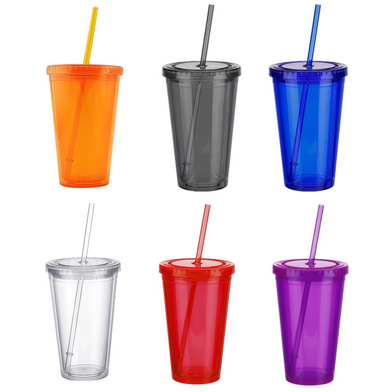 Smoothie Water Bottle Plastic Cups With Lid Iced Tumbler ...