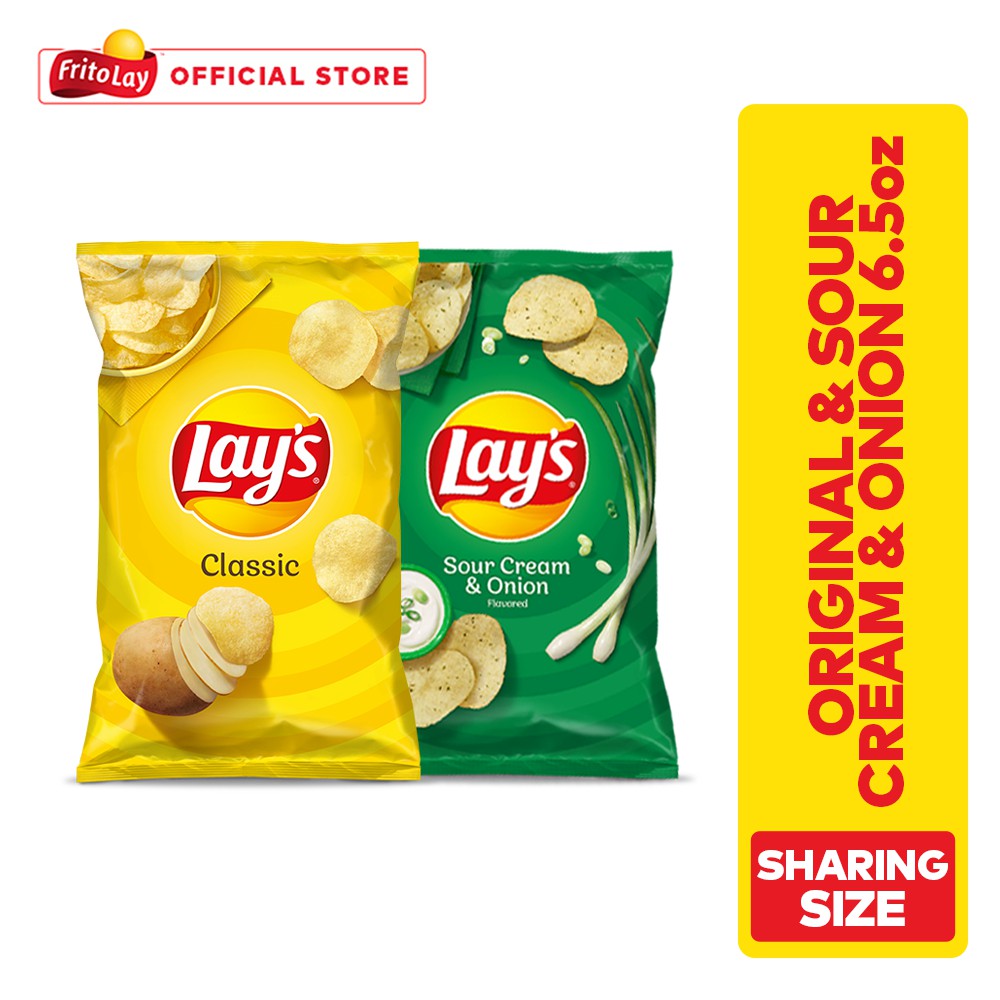 Lay's Classic & Lay's Sour Cream & Onion Potato Chips 6.5oz Shopee