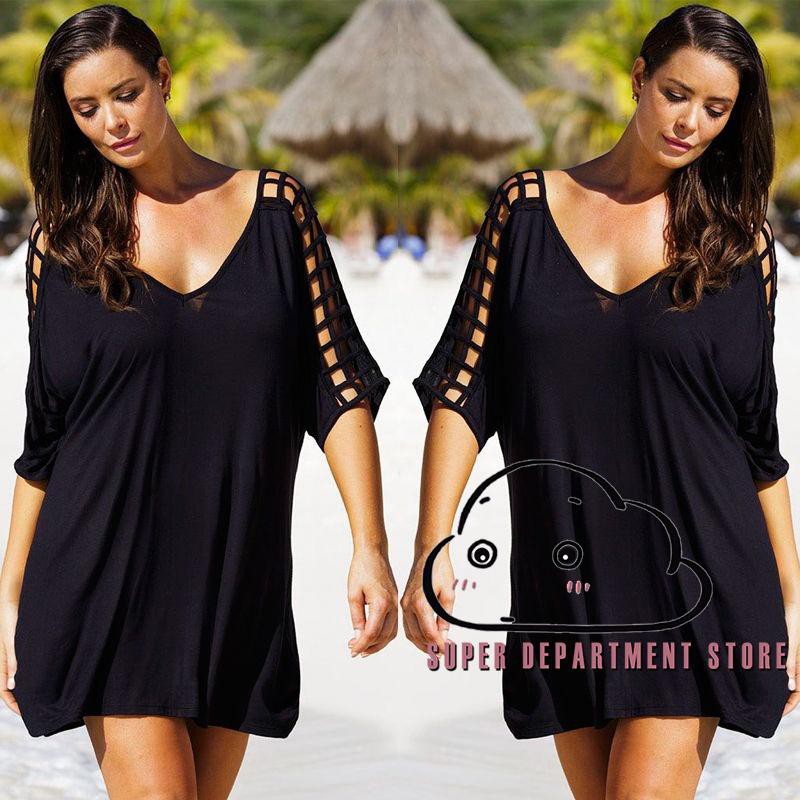 plus size black beach dress