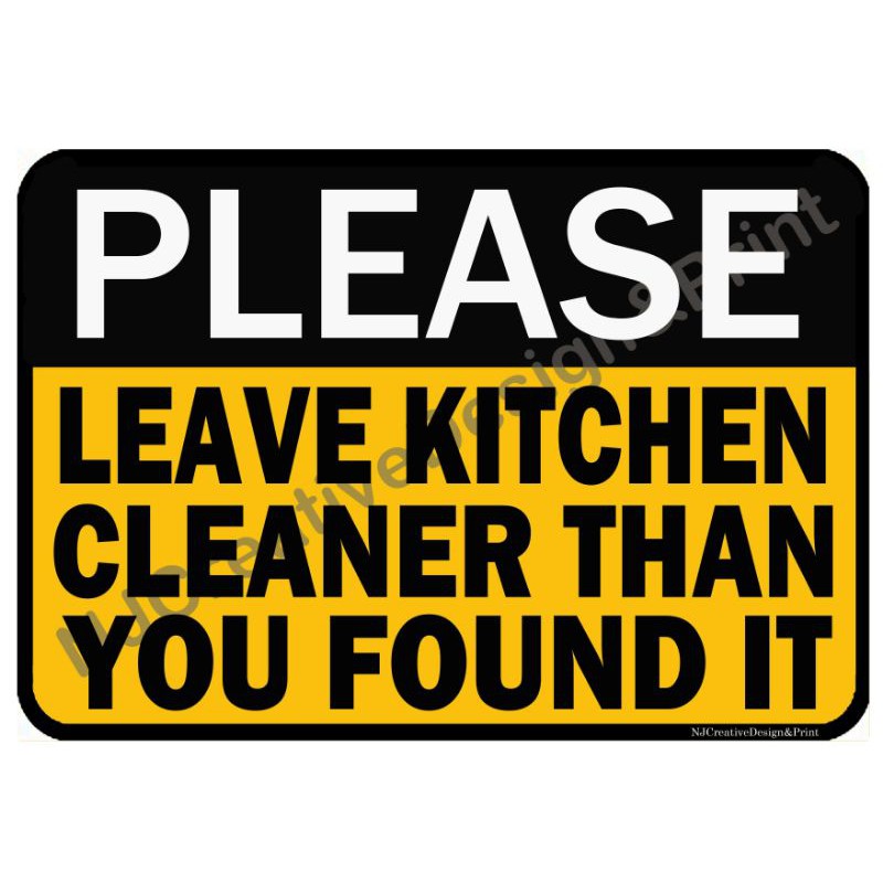 Please Leave Kitchen Clean Signage-A4 Laminated Signage Only | Shopee ...