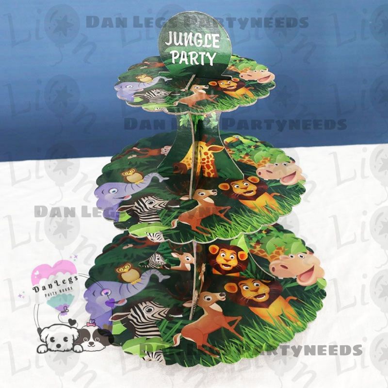 Jungle Cupcake Stand 3 Layers for Birthday Party Needs Cupcake Stand