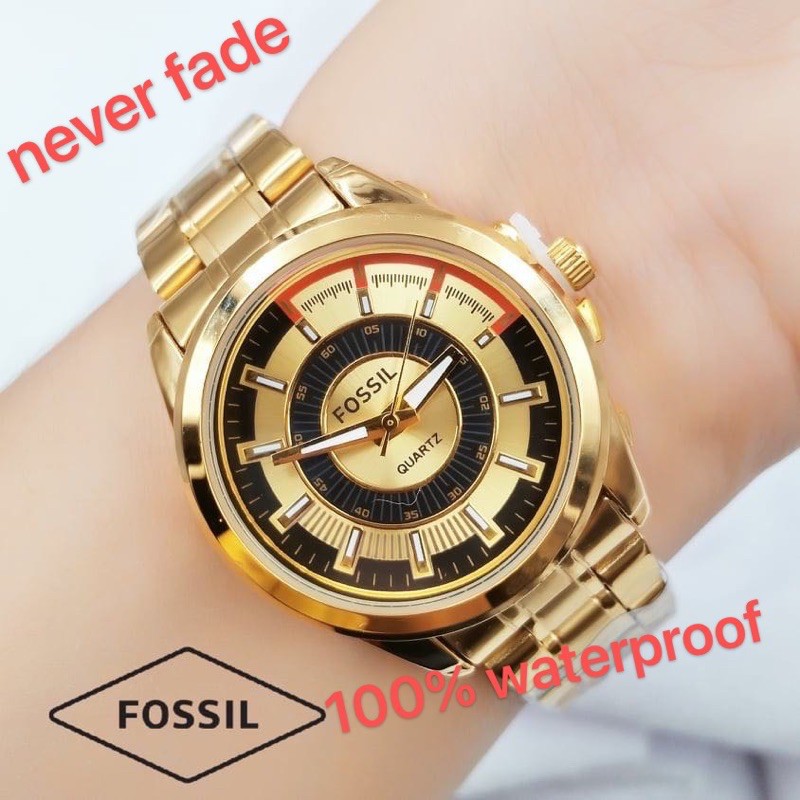 watch Fossil stainless steel waterproof fashion watch for men women gold  jewelry relo couple watch s | Shopee Philippines