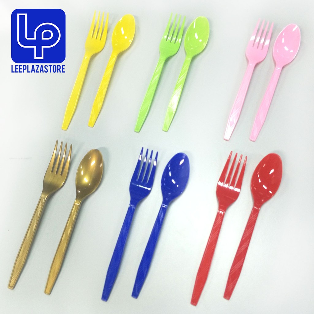 10pcs 6inches Disposable Colored Plastic Spoon & Fork Shopee Philippines