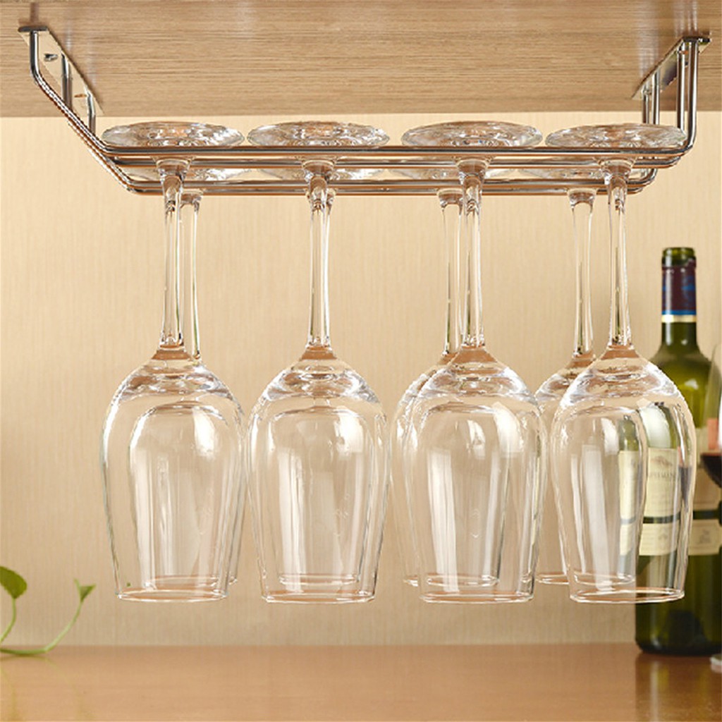 Wine Glass Rack Holder Under Cabinet Stemware Hanger Shelf ...