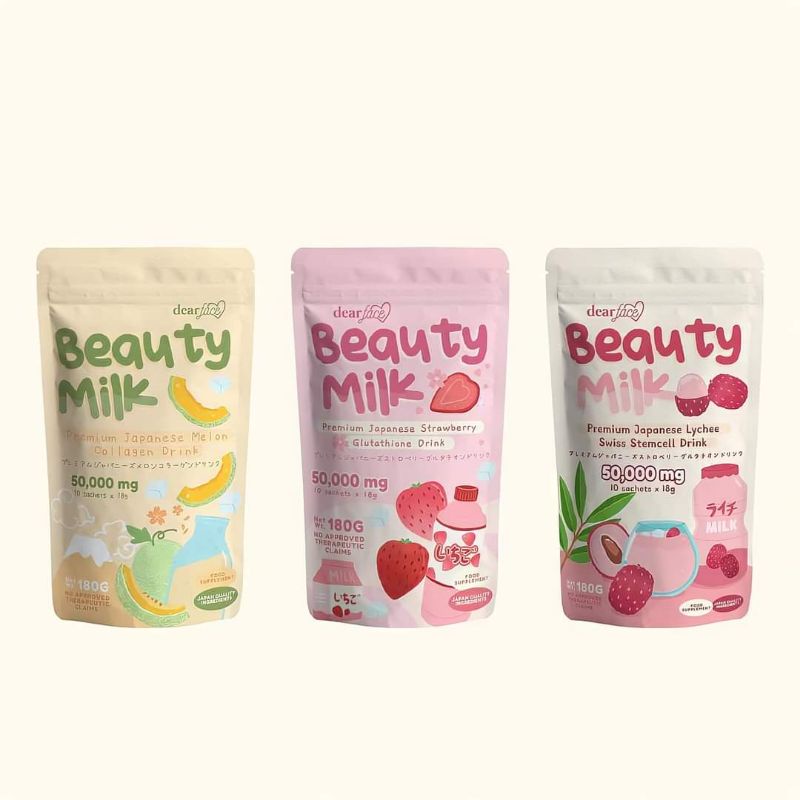 BEAUTY MILK COLLAGEN DRINK MELONA, LYCHEE & STRAWBERRY FLAVORED BY DEAR