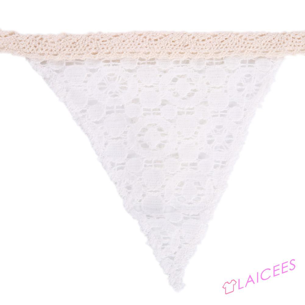 2.5M Vintage White Lace Flag Banner Bunting Wedding Birthday Party Home Decor 