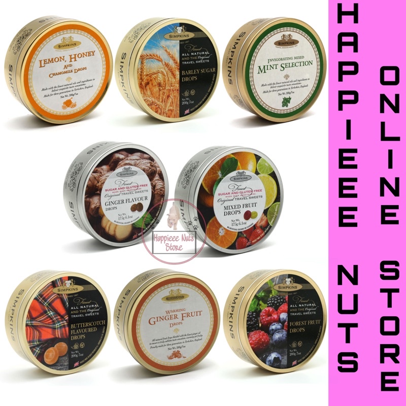 Simpkins Mixed Fruit Drops Travel Candy 200g Mint Ginger Sugar Free