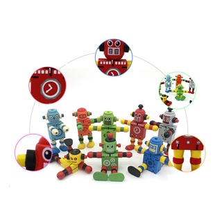 Nordic Simulation Wooden Robots Kids Toys Different Forms Robots Model Minitures Crafts Home Decoration Children Toys Gifts