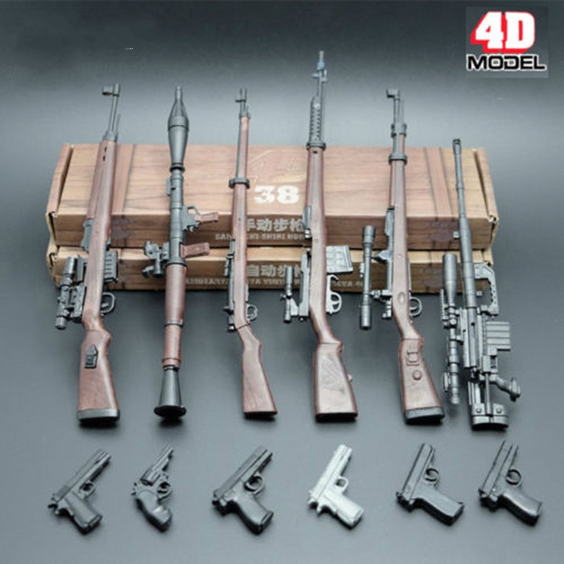 New 8pcs/Set 1/6 4D Gun Model Assembling Weapon Rifle Submachine Model Toys Gift