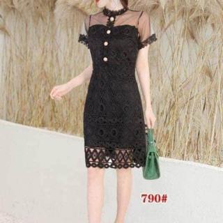 Elegant Lace Dress w/ button Design 