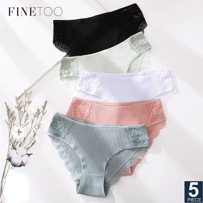 Finetoo 5 Pcs/Set Women Cotton Underwear | Shopee Philippines