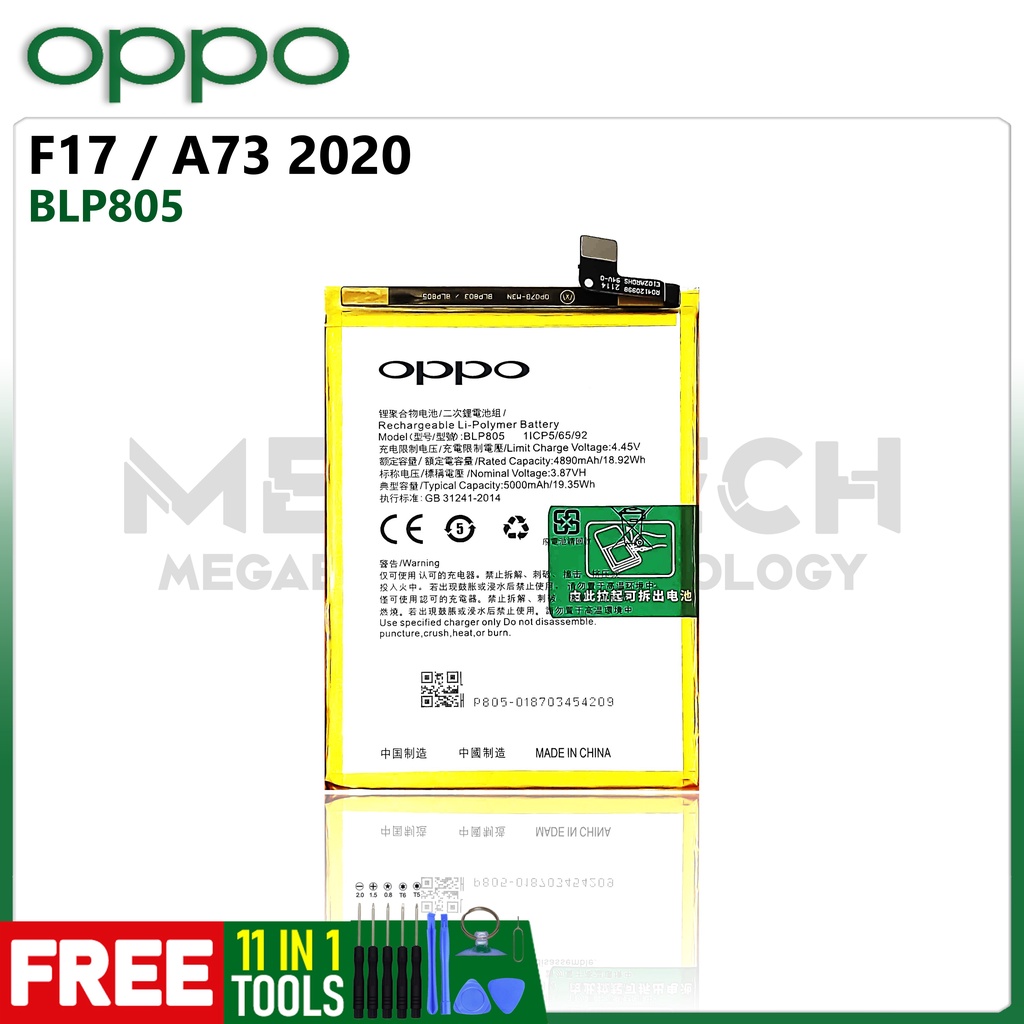 Original Oppo F17 / A73 2020 Model BLP805 5000mAh Battery Shopee
