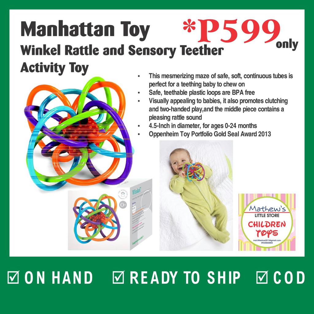 manhattan toy winkel rattle and sensory teether activity toy