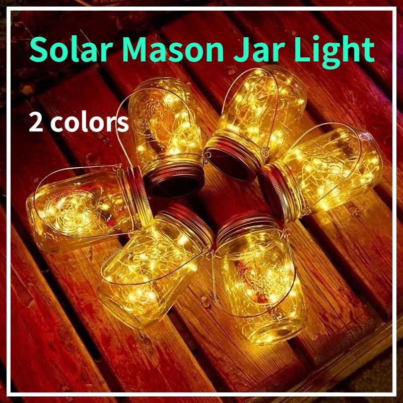 Solar Mason Jar Light Automatic Sensor Waterproof LED Hanging Outdoor