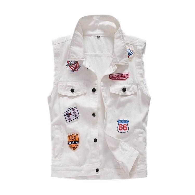 white jean vest mens