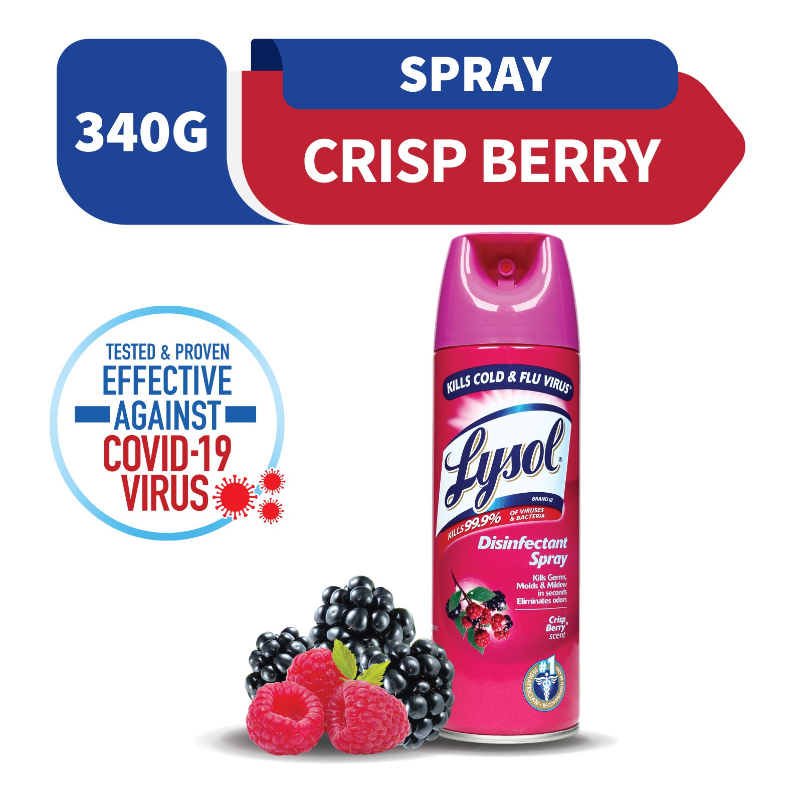 Lysol Disinfectant Spray Crisp Berry Scent 340g Beecost 