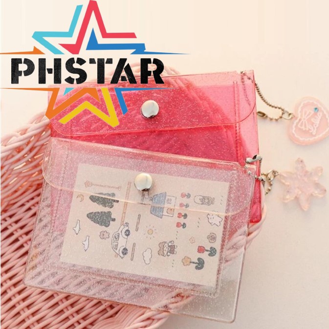 Clear Transparent Purse Mini PVC Clear Money Wallet Card and Picture