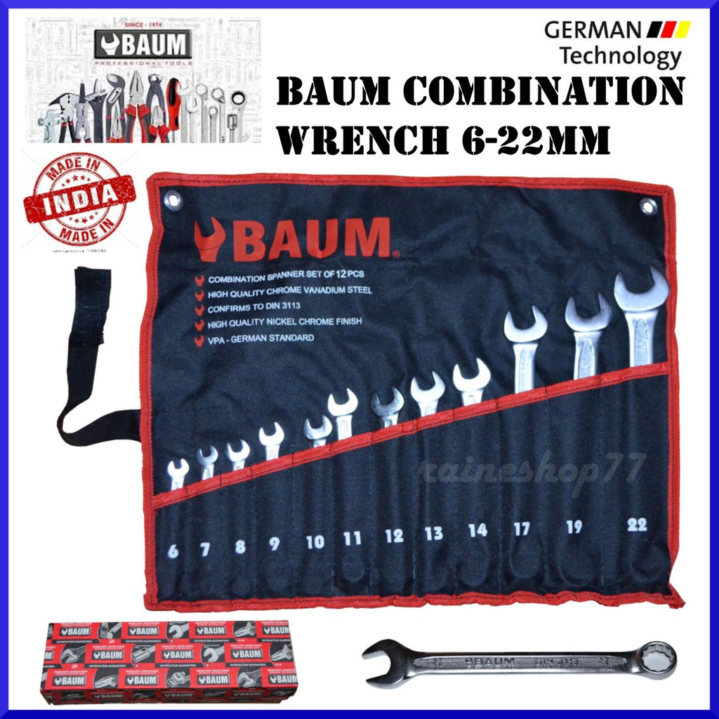 Baum Combination Wrench 6-22mm Set of 12 Pcs German Technology 