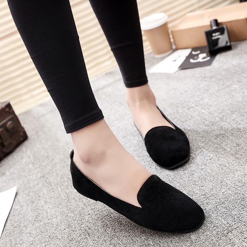 womens black flat slip on shoes