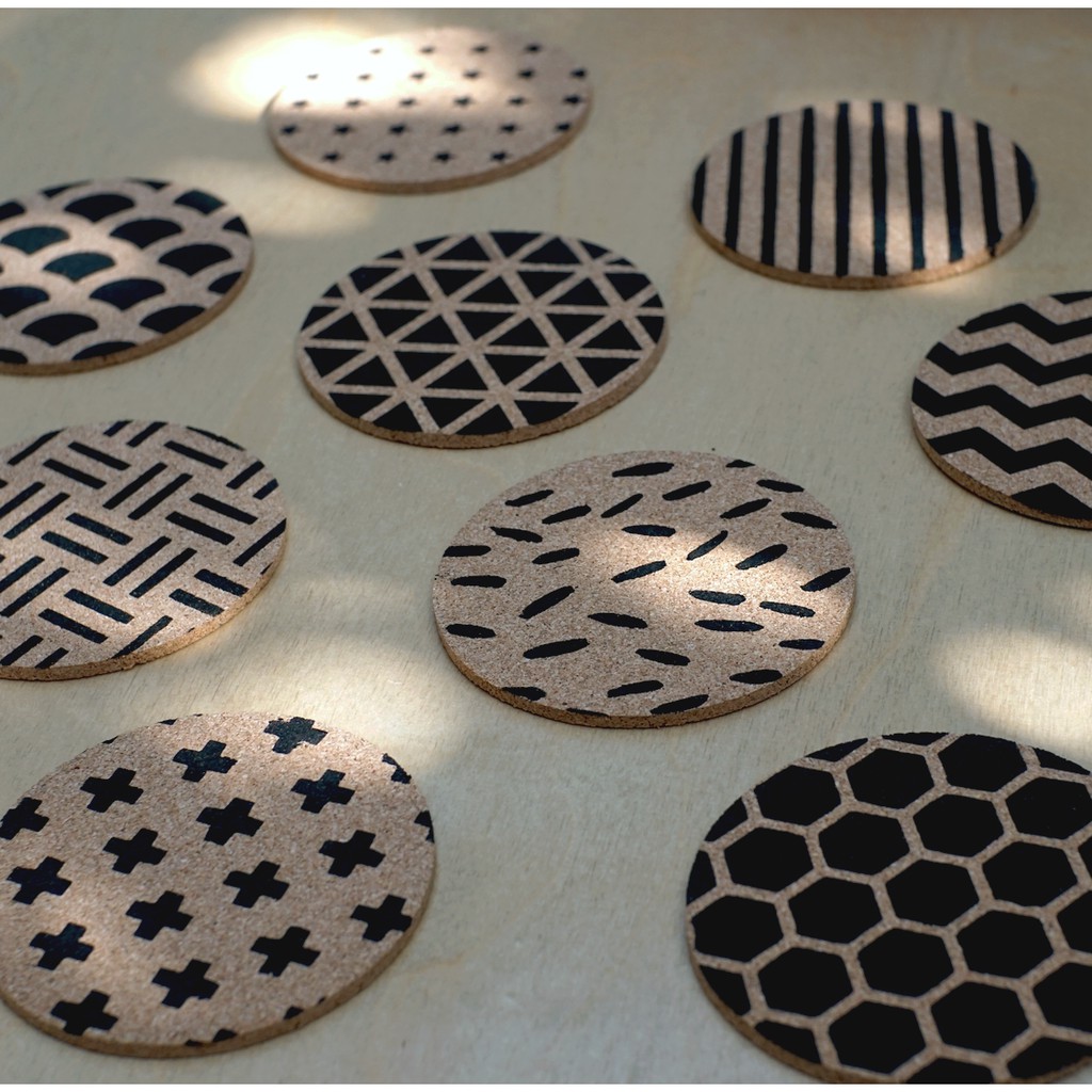 Various Pattern Cork Coaster Handmade Shopee Philippines