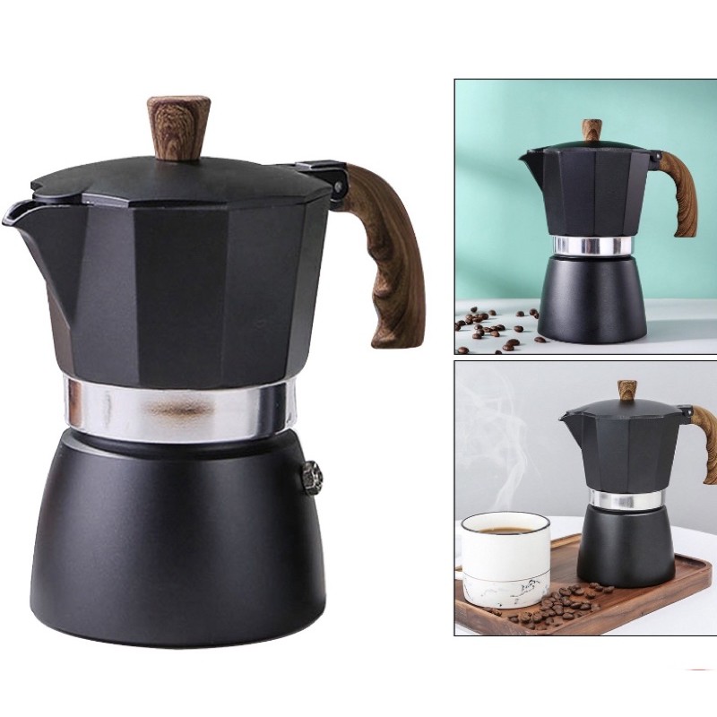 Espresso Moka Pot Coffee Maker with Wooden Design Handle | Shopee  Philippines