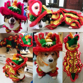 ☢Chinese Style New Year Pet Makeover Funny Clothes Dragon Dance Dog Festival Red Lucky Cosplay Costu