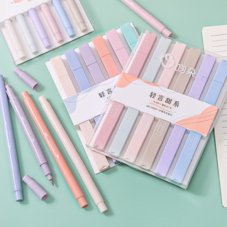 6PCS Double Tip Highlighter Pens Candy Color Manga Markers Midliner Pastel highlighter Set Stationey