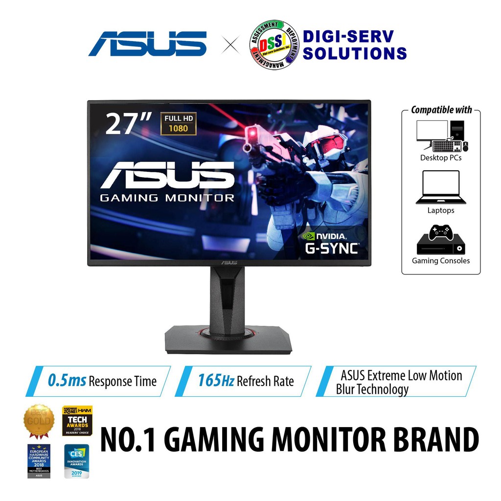 Asus Vg278qr 27 Gaming Monitor Full Hd 05ms 165hz G Sync Compatible Adaptive Sync