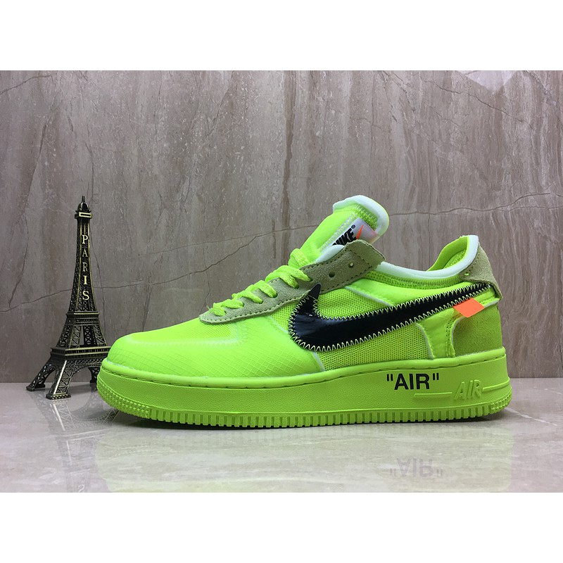 nike air force one off white green