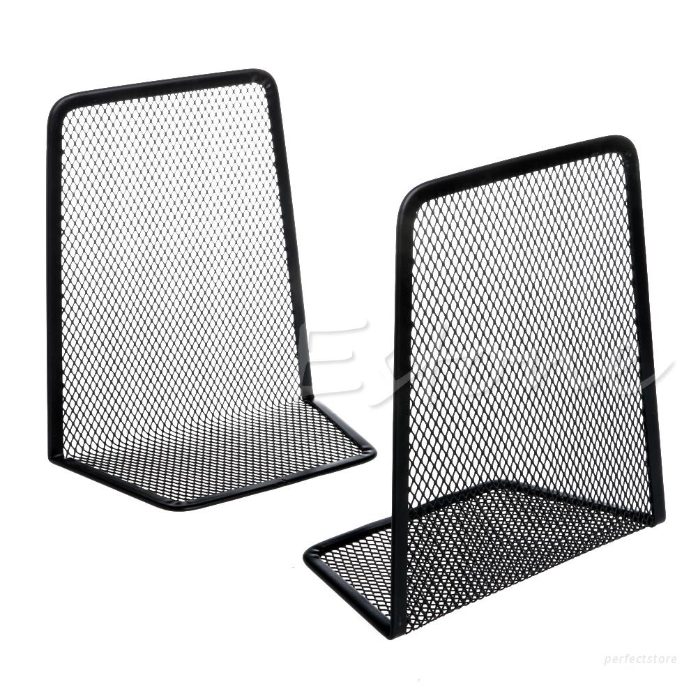 perfect 1 Pair Metal Mesh Desk Organizer Desktop Office Home Bookends