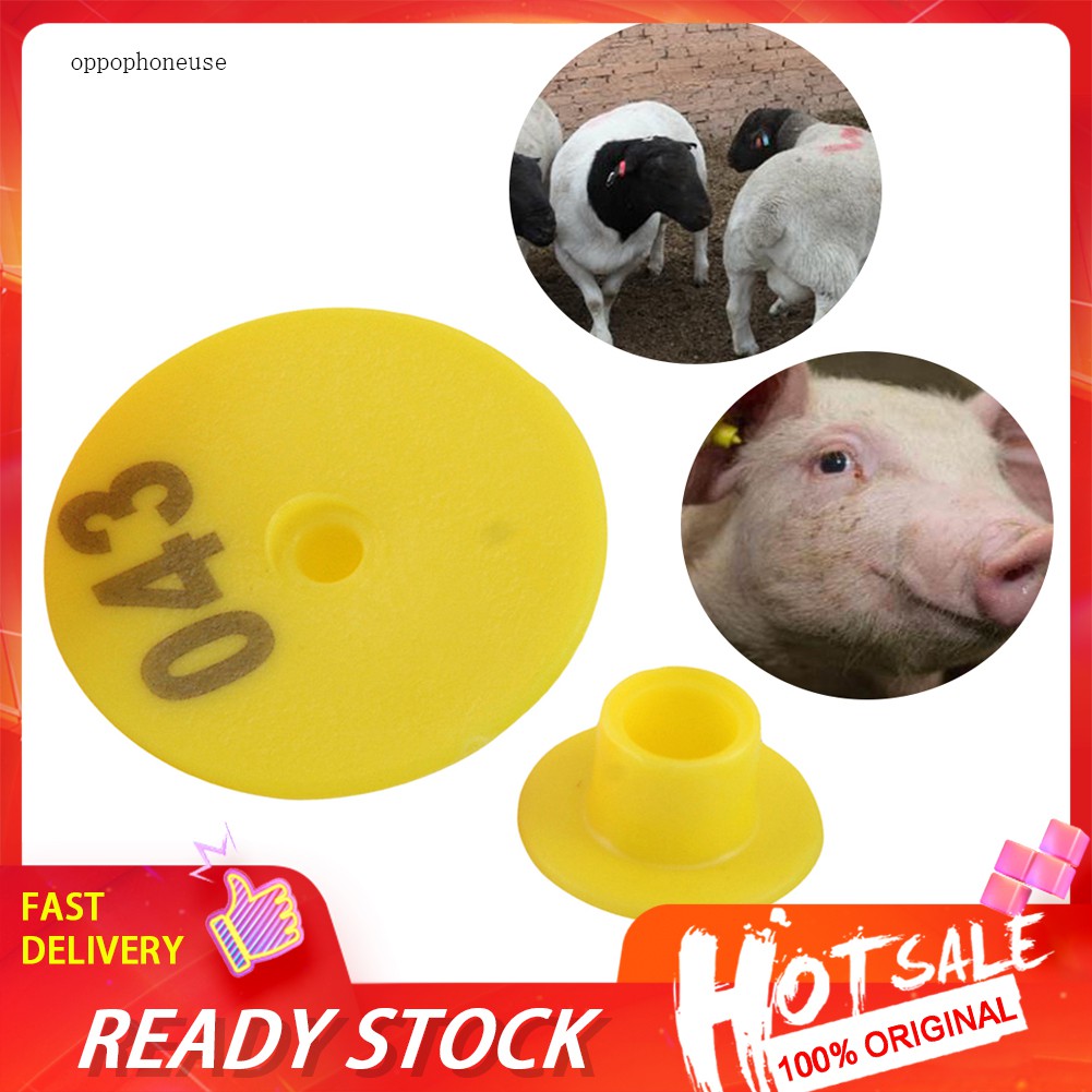 100pcs Round Shape 1-100 Number Livestock Ear Tag Sheep Pig Label Green 