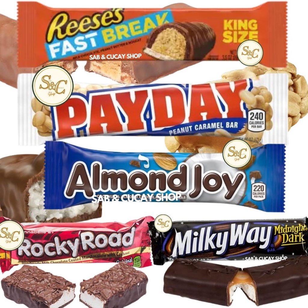 Milky Way Reese's Rocky Road Payday Almond Joy Chocolate Single Bar ...