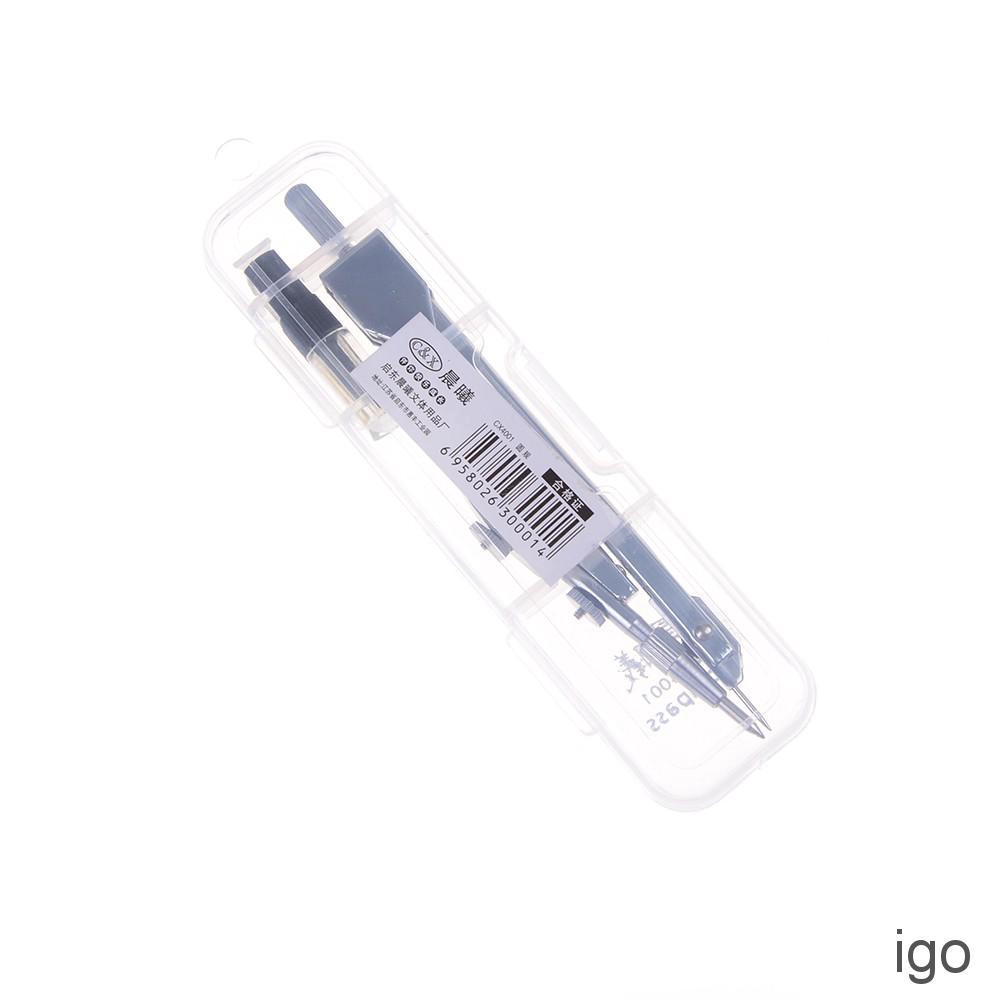 IGO 1set Compass Boxed Case Technical Precision Drawing Set School Protractor