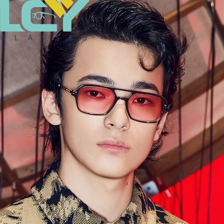 LCYY new double beam hollow sunglasses 2022 new retro net red concave shape square sunglasses 3517 (spot)