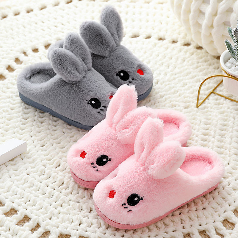Kids Slippers Toddler Boys Girls Cartoon House Shoes Cute Rabbit Warm Shoes 