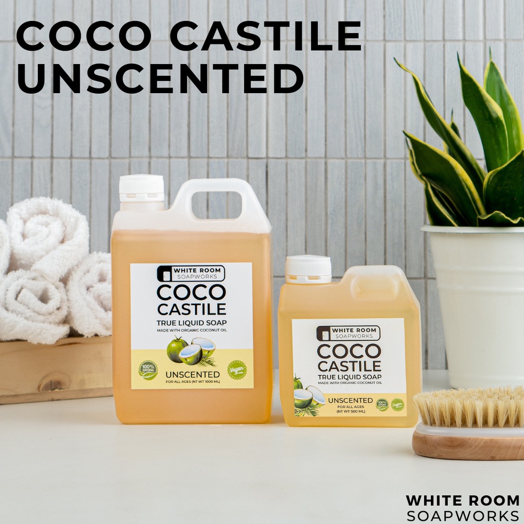White Room Soapworks Coco Castile Liquid Soap Unscented Natural Soap (1 liter and 500 ml