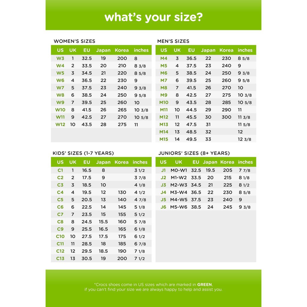 crocs literide size chart Online 