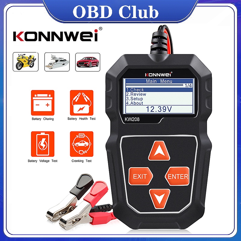 Konnwei KW208 Car Battery Tester Digital load 12V Cranking Charging ...