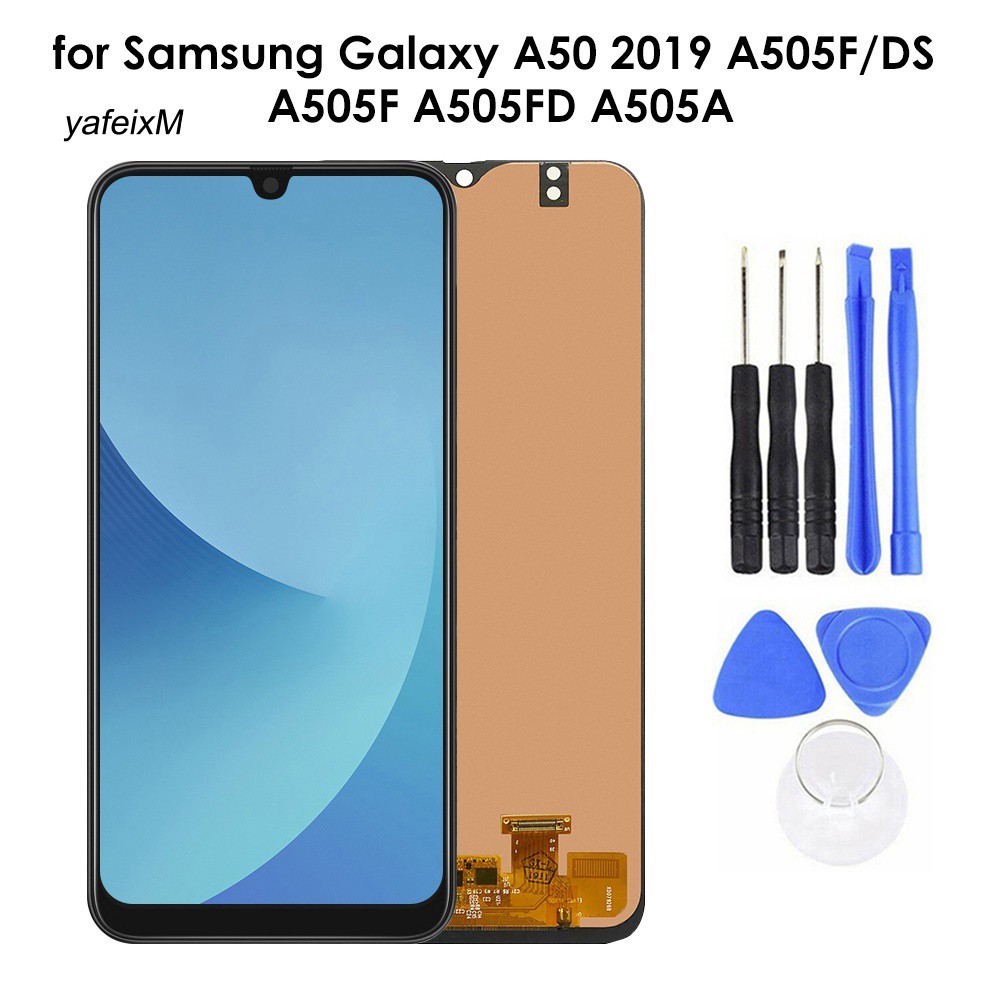 Replacement LCD Screen Part for Samsung Galaxy A50 A505F//DS A505FD A505A 2019 6.4 LCD Display Touch Screen Digitizer Assembly with Tempered Glass ＆ Tools Black