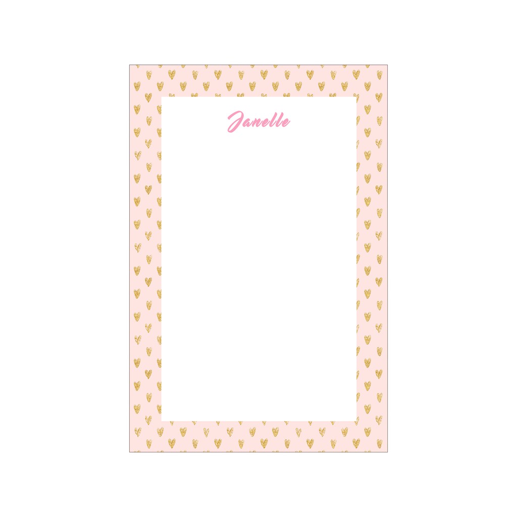 Personalized Notepads Gold Hearts On Pink Shopee Philippines