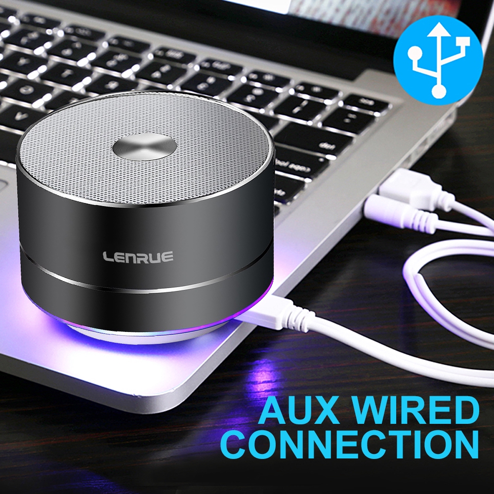 LEnRuE A2 Mini Bluetooth Speakers Hands Free Stereo LED Speaker with