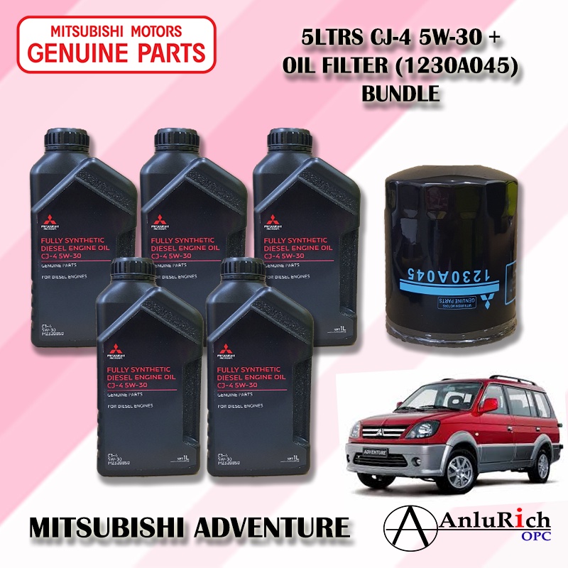 MITSUBISHI ADVENTURE OIL CHANGE PACKAGE 5LTRS CJ4 5W30 DIESEL ENGINE