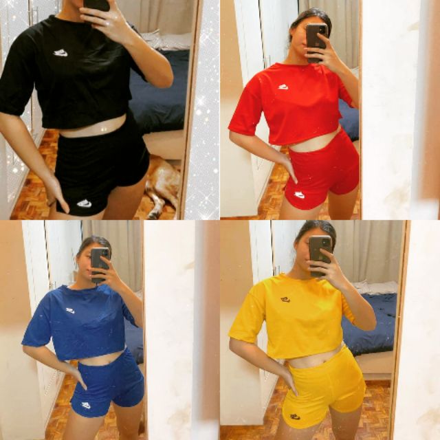 متهم nike crop top and shorts set 